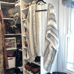 Aerie Black and White Striped Swim Coverup